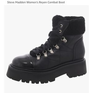 Steve Madden Reyen Leather Faux Shearling Lug Sole Platform Boot Size 6.5 9.5